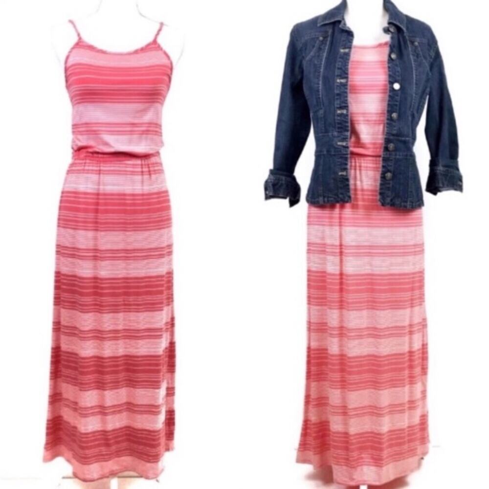 Love, Fire XS Coral Striped Maxi Dress NWT
